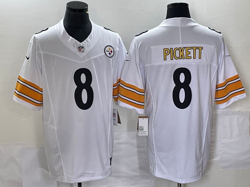 Men Pittsburgh Steelers #8 Pickett White 2023 Nike Vapor Limited NFL Jersey